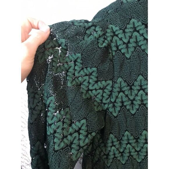 Free People Simone Green Comb Sheer Lace Mini Dress Small Chevron Boho.   Ee - Picture 9 of 10